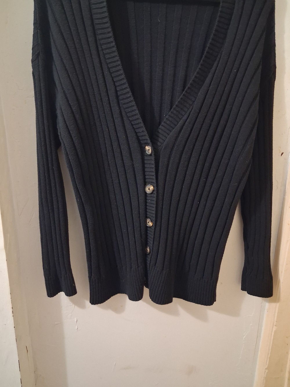 torrid Black Ribbed Button-Front Cardigan - Picture 4 of 5